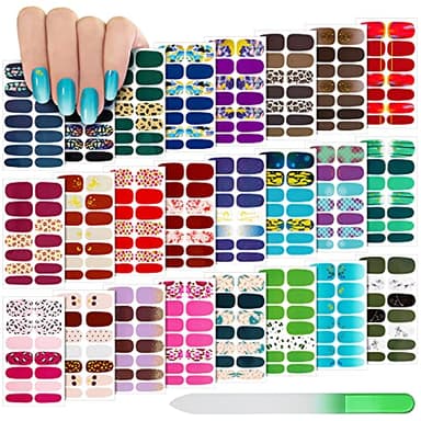 Maitys 336 Pieces 24 Sheets Full Wrap Nail Polish Strips Stickers Self Adhesive Gel Nail Strips Art Decals with File for Women DIY Decorations(Gradient Style)