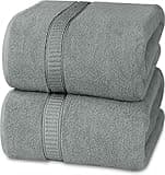Utopia Towels Luxurious Jumbo Bath Sheet 2 Piece, 600 GSM, 35 by 70 Inches, 100% Ring Spun Cotton, Highly Absorbent and Quick Dry Extra Large Bath Towel, Super Soft Towel, Cool Grey