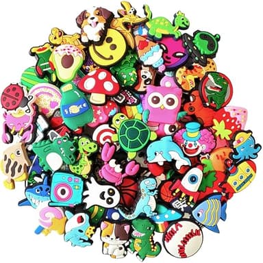 30,50,100 Pcs Croc Charms for Boys, Girls: All-Different Decoration Pins Pack for Clogs & Shoes | Mystery Bulk Accessories Gift Box for Kids, Teens & Adults (100 PCS)