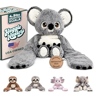 Huggle Healers Weighted Stuffed Animals for Adults, Teens and Kids - 36 Inch Long Plush Arms Grey Stuffed Animal for Hugs - 4.5lb Koala Plushies - Noa Koala