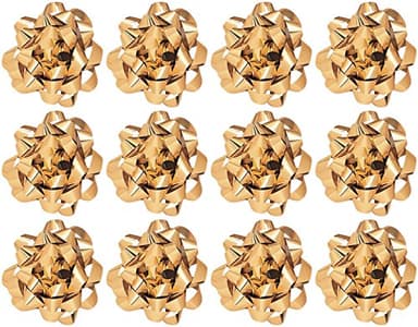 The Gift Wrap Company 12 Count Decorative Metallic Confetti Bows, Large, Gold (4832-09)