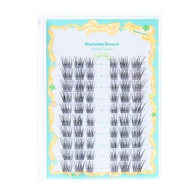 Ninetynine Dreams 60PCs Twinkle Lashes Manhua DIY Wispy Lash Clusters 9-13mm C+ Curl Beginner Friendly Lightweight & Reusable Individual Waterproof Natural Cat-Eye Eyelashes Thin Comfortable Band