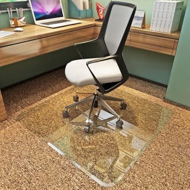 36x46 Tempered Glass Chair Mat for Carpet with Beveled Edge for Carpet & Hardwood Floors – Smooth Glide Office Chair Floor Protector, 1,000 lb Capacity, Clear Heavy-Duty Glass by Clearly Innovative