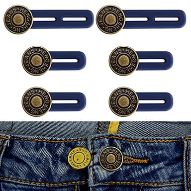 Siyurongg Button Extenders for Jeans, 6pcs Pants Extender Button for Women Men, Jean Button Extender, Waist Extenders, No Sew Instant Waistband Extender Buttons Metal Silicone for Jeans Pants Collar