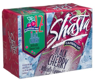 Shasta Black Cherry Soda | Bold, Fruity Cherry Flavor | Caffeine-Free Soft Drink | 12-Pack of 12oz Cans | Crisp, Bubbly Refreshment with a Sweet Kick