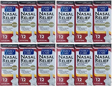 (12 pack) Nasal Relief Spray, 12 hour Pump Mist (Oxymetazoline HCL) 0.5 fl oz