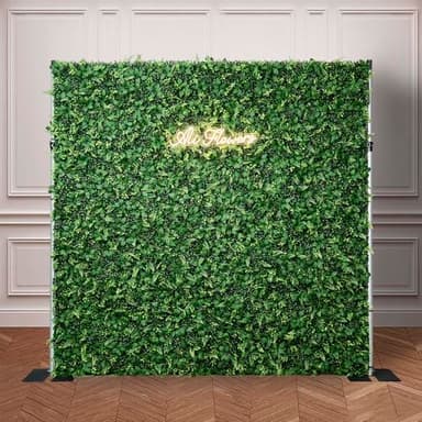 Aliflowers Artificial Flower Wall 8x8ft Green Grass Backdrop for Wedding, Baby Shower, Party, Birthday & Home Decor, Easy & Quick Assembly (Greenery)