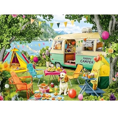 300 Piece Puzzles for Adults,Lakeside Camping Puzzle for Adults Teens,Large Piece Fun Jigsaw Puzzle for Kids Ages 8-10 10-12,Glossy & Sturdy Pieces,Challenging Family Game Great Gift Idea,20.5 x 15 in