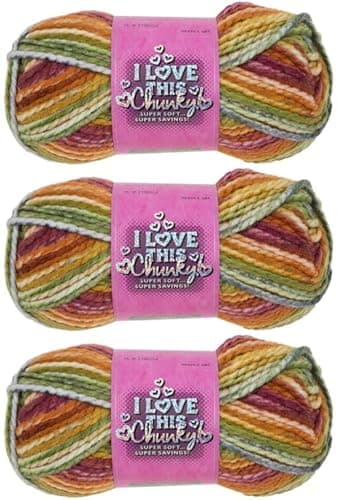 I Love This Chunky Bulky Yarn for Crocheting & Knitting Soft Skein 109 Yards of 100% Acrylic for Blankets, Hats & More Set of 3