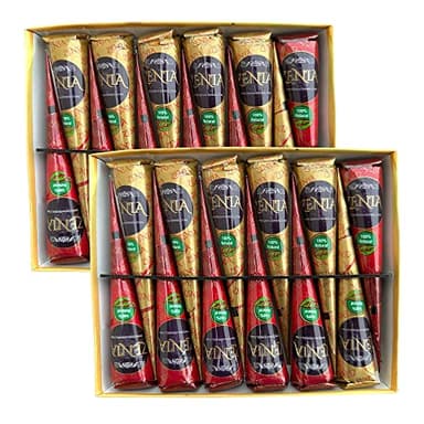 Zenia (Pack of 24) 100% Natural Henna Hair Color Paste Hair Dye Cones Dark Reddish-Brown Color 25g Each Cone