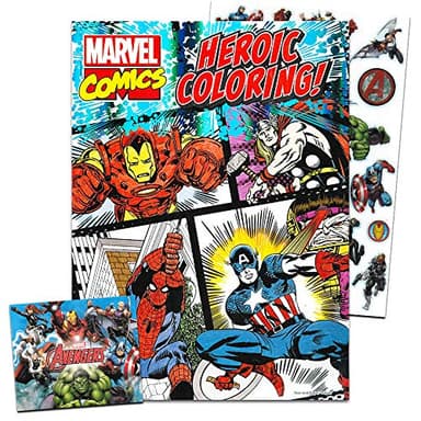 Marvel Comics Coloring Book for Adults Relaxation Set ~ Advanced Marvel Coloring Book Featuring Iron Man, Thor, Spider-Man, Captain America, and More