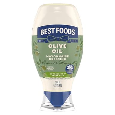 Best Foods Mayonnaise Dressing Olive Oil Mayo Squeeze Condiment for Simple Meals Rich in Omega 3-ALA 20 oz