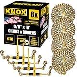 Knox Chain and Binder Kit 3/8in-1/2in, G70 Chains Ratchet Load Binders 9200lbs Working Strength, (4) Ratchet Binders and Chains, (4) 3/8in x 10ft G70, for Truck, Tie Down, Hauling, Towing