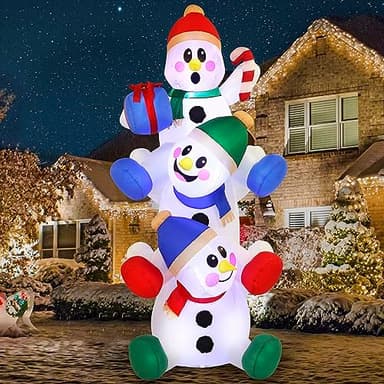 Joiedomi 6 FT Christmas Inflatable Decoration Stacked Snowman with Build-in LEDs Blow Up Inflatables for Xmas Party, Home Indoor Outdoor Christmas Décor Yard Garden Lawn Winter Holiday Supplies Décor
