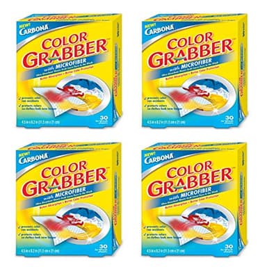 Carbona Color Grabber™ | Protects Laundry from Color Runs or Bleeds | Mix Whites & Colors | in-Wash Dye Grabbing Sheets | 30 Count Per Box, 4 Pack