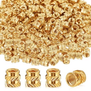 Yaocom 300 Pcs M4 Threaded Inserts M4 x D6 x L6 Heat Set Inserts Brass 3D Printing Knurled Metric Nuts for Plastic, 3D Printing Components