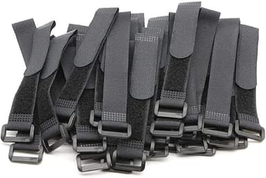 25pcs Black Reusable Fastening Cable Straps, Hook and Loop Cable Tie Down Straps 1" x 12"