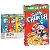 Cap'n Crunch Cereal, 3 Flavor Variety Pack, Large Size Boxes, (4 Pack)