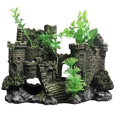 SLOCME Aquarium Medieval Resin Castle Decoration - Realistic Fish Tank Castle Accessory, Shelter for Betta Fish & Reptile