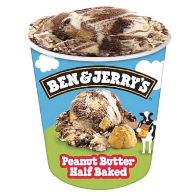 Ben & Jerry's Peanut Butter Half Baked Chocolate & Peanut Butter Ice Cream Pint Non-GMO 16 oz