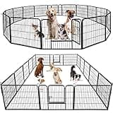 BestPet Dog Playpen Indoor 24 inch 16 Panels Metal Dog Pen Pet Dog Fence Outdoor Exercise Pen with Doors,Pet Puppy Playpen for RV Camping Yard, Black