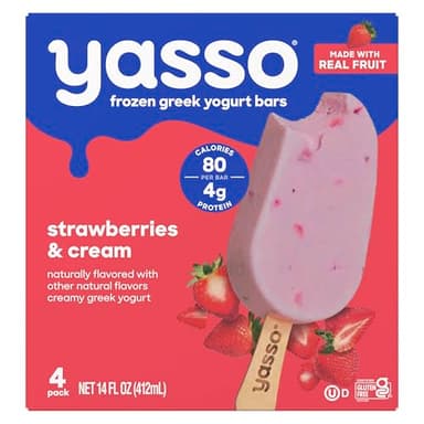 Yasso Frozen Greek Yogurt Bars Strawberries & Cream Bars 4 Count for a ridiculously creamy frozen snack made with the goodness of greek yogurt 3.5fl oz