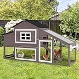Chicken Coop, Mobile Chicken House with with Wheels, Outdoor Hen House Poultry Cage with Nesting Box, Leakproof Pull Out Tray and UV-Resistant Roof (Brown)