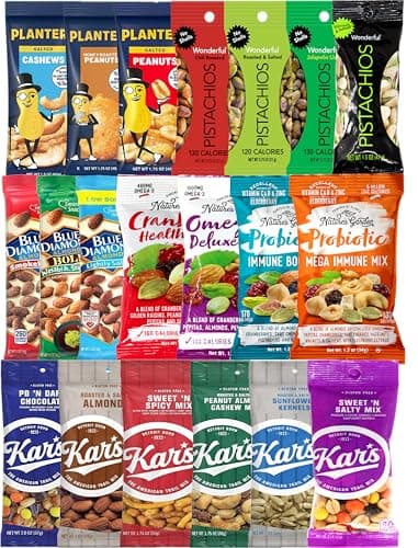 Niro Gift Basket Trail Mix Snacks Variety Pack for Adults, 20-Pack of 20 Different Healthy Snacks for Adults, Individually Wrapped Nut and Mix Assortment for On-The-Go Snacking