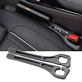 Car Seat Gap Filler Organizer Universal Fit Car SUV Truck Console Side Plug Strip Stopping Phone Key from Falling, Pack of 2 Black (Black)