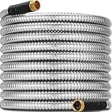 75 ft Stainless Steel Garden Hose - 2025 Upgraded Metal Water Hoses with 3/4" Solid Brass Fitting, Extra Strength Materials - Lightweight,Ultra Flexible,Durable,Kink-Less Water Hoses For Yard Camper