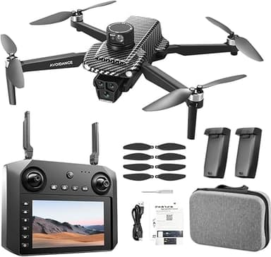 5G Dual Camera GPS Drone with 360° Laser Obstacle Avoidance,3,280ft RC Range, Brushless Motor, Optical Flow Positioning, Follow Me, Circle Fly, Return Home, Low Voltage Protection, APP Control, 4.5 Inch Screen, 7.4V 3000mAh 2 Batteries (30 Min Flight), ABS Durable, 4GB SD Card, Carry Case, 8 Propellers, Type-C Charging Cable, Beginner-Friendly FPV RC Quadcopter With Screen Controller