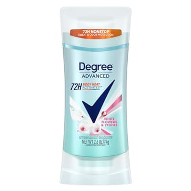 Degree Advanced Protection Antiperspirant Deodorant White Flowers & Lychee for 72-Hour Sweat & Odor Control for Women, with Body Heat Activated Technology, 2.6 oz