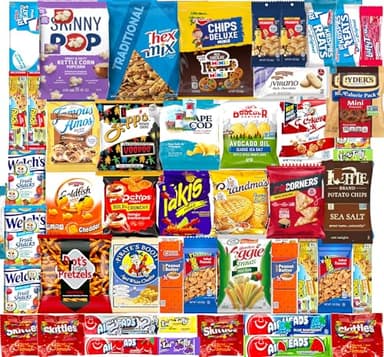 Ultimate Variety Sampler Care Package (50 ct) - Gift Package, Valentines Treats Gift Basket Adults Kids Grandkids Guys Girls Women Men Boyfriend Birthday Cookies Chips College Student Office School , Office Meetings ,Friends & Family, Military,College Students