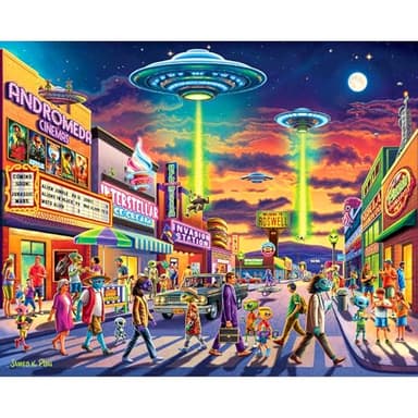 Boardwalk Roswell 1000 Piece Jigsaw Puzzle Alien UFO Sci-Fi Puzzles with Premium Box, Gift for Adults and Family 19"x26"