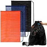 3PCS Mesh Bag - Mesh Bags Drawstring Dive Bag Snorkel Bag Mesh Dive Bag Mesh Bag for Swimming Gear, Diving, Beach Toy Ball Camping Clothing, Mesh Sports Bag Drawstring Storage Bag, Sturdy and Durable