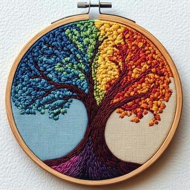 Punch Needle Kits Abstract Colorful Tree Easy for Beginners DIY Punch Needle Yarn Starter Embroidery Set for Craft Lovers with Printed Pattern and Hoop for Home Decor 20x20cm(3)