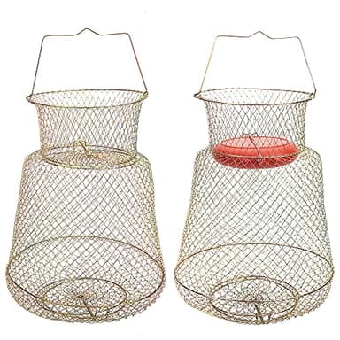 codree 2 Pack Floatable Galvanized Steel Wire Fish Baskets, Collapsible Floatable Wire Fishing Baskets, Portable Fishing Net Basket, Robust and Easy to Use