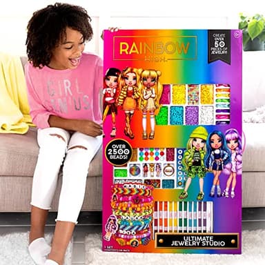 Rainbow High Ultimate Jewelry Studio, 2500+ Beads, Create 50+ Pieces of Jewelry, Toys, Great Bead Kit for Sleepovers, Girls Night, Weekend, DIY Alphabet Bracelets for Kids Ages 6, 7, 8, 9