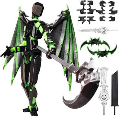 T13 Already Assembled Action Figure Accessories,T13 Multi-Jointed Movable,for Collectors Desktop Decorations t-13 Movability 3D Printed Toys (Black Green)