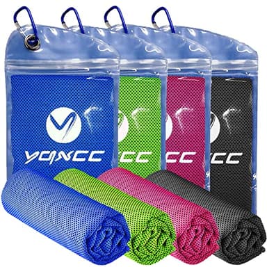 YQXCC Cooling Towels | 4 Pack 47"x12" | Ice Cool for Neck | Microfiber Soft Breathable Chilly | for Yoga, Sports, Golf, Gym, Camping, Running, Fitness, Workout & More Activities
