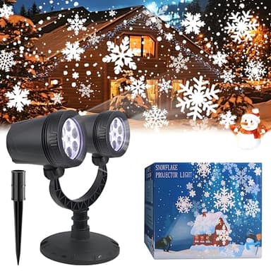 LILNIAGY Outdoor Christmas Decorations Christmas Double Head Snowflake Projector Lights,Christmas Projector Lights IP65 Waterproof Adjustable Christmas Decorations Indoor for Patio Wall Window