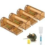 CaptSure Humane Mouse Traps Indoor for Home 4 Pack - Small Traps Indoor/Outdoor, Live Mouse Trap Catch and Release, Pet-Safe Mice Traps - Ideal No Kill Traps for Rodent/Voles/Hamsters/Moles