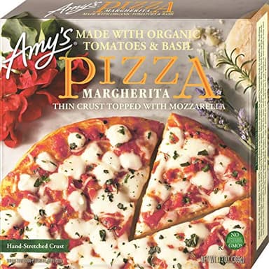 Amy's Frozen Pizza, Made with Mozzarella Cheese and Organic Tomatoes, Thin Crust Margherita, Full Size,13 Ounce (Pack of 1)