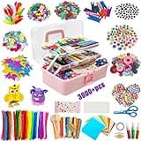 3000Pcs Arts and Crafts Supplies for Kid, Craft Kits with Pipe Cleaners Beads Crafts for Kids DIY School Supplies Set, Crafting Supply in 3 Layered Crafting Box for Girls Boys Age 4-12 Years Gifts
