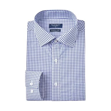 Year In Year Out Wrinkle Free Dress Shirt for Men Regular Fit Long Sleeve Wrinkle Resistant Shirt(Blue White 167,L)