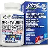 Clean Nutra Methylated Multivitamin for Women Men TMG Taurine Supplement + B6 Vitamins, B12, D3 K2, Magnesium Methylfolate Milk Thistle Omega 3 Turmeric NAC L Carnitine Creatine COQ10 B Complex Caps
