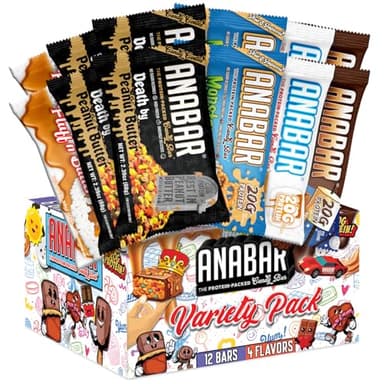 Anabar Protein Bar, The Protein-Packed Candy Bar, World's Best Tasting Protein Bar, No Sugar Alcohols, High Protein, Amazingly Delicious, 20 Grams of Protein (12 Bars, Variety Pack)