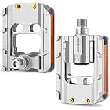 KOOTU Bike Pedals with Reflective Strips, Universal 9/16 Inch Mountain Bike Pedals, Non-Slip Aluminum Alloy Bicycle Pedals for Road BMX MTB Bike
