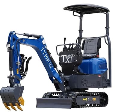 Terror XI Storm Mini Excavator – 1.1 Ton Trench Digger with Boom Swing, Hydraulic Thumb Clip, Bucket, Hydraulic Oil Cooler