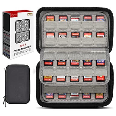 sisma 80 Switch Game Case Compatible with Nintendo Switch/Switch 2 Games & PS Vita Cartridges, Hard Shell Card Holders Organizer Storage Case Travel Portable Carrying Bag